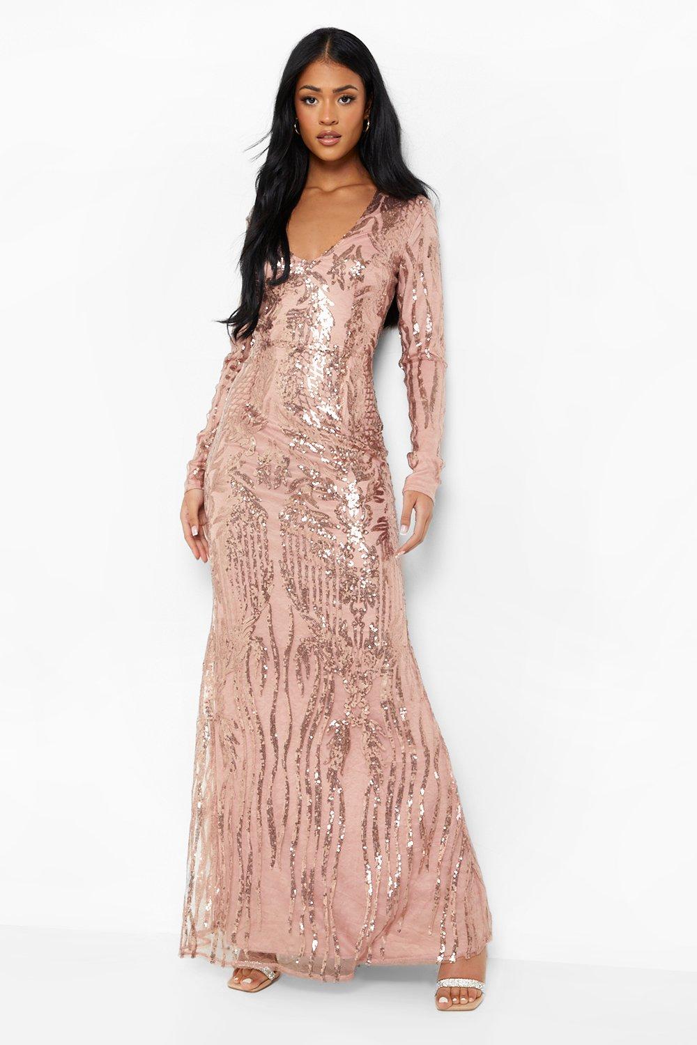 Boutique sequin plunge outlet maxi dress